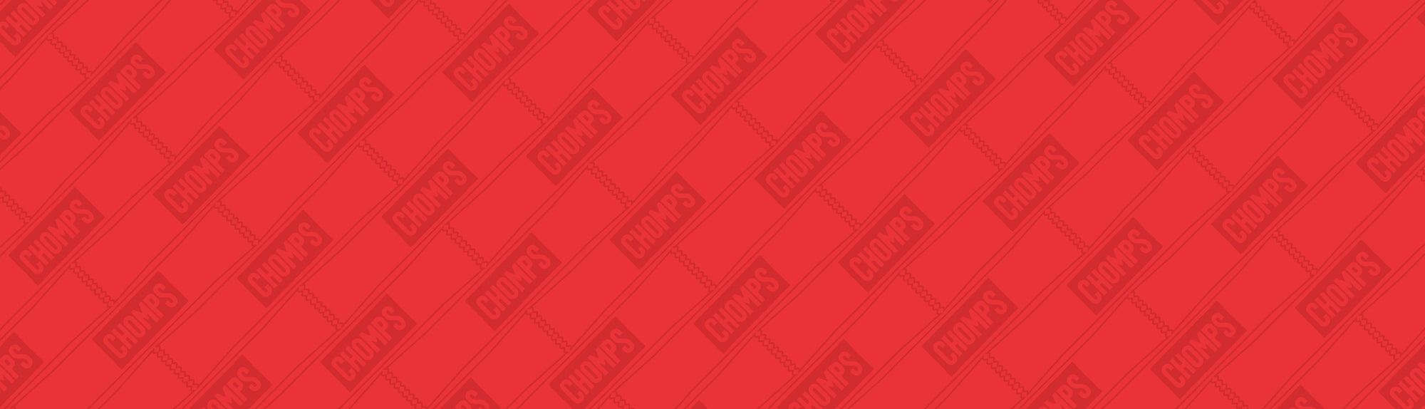 A red background image with a slightly darker repeating Chomps logo